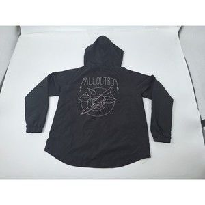 Fall Out Boy Jacket Mens Small Black Manhead Half Zip Windbreaker Hooded Punk